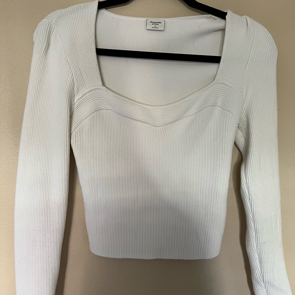 Abercrombie & Fitch Cream Ribbed Knit Blouse